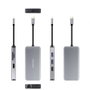 Nano Cable 10.16.1009 - Hub USB-C 9 en 1 Docking Station, 3xUSB 3.0/2xHDMI 4K@30Hz/RJ45 Gigabit/Lector SD-TF/USB-C PD 100W, Aluminio Gris 15 cm